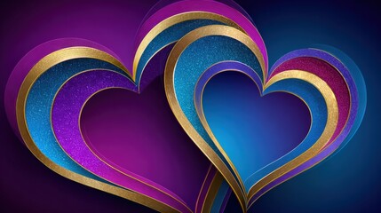 Close-up of three red hearts against a smooth purple background, ideal for romantic, love-themed designs and Valentineâs Day visuals.