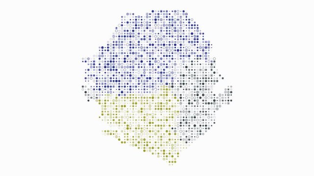 Sierra Leone animated country shape. Pulsating colored dots on the map of the country. Small size circle blocks. Digital style Sierra Leone map on white background. Trending animation video.