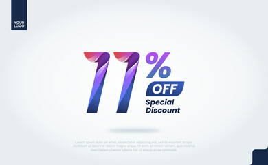 11 Percent Discount Banner Template with Modern 3D Gradient Typography