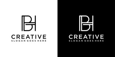 BH or HB initial letter logo design vector