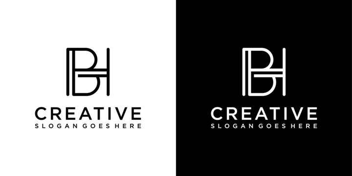 BH or HB initial letter logo design vector