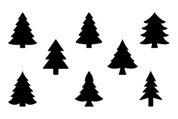 Pine Tree Silhouette Pattern – Minimalist Evergreen Forest Icons.