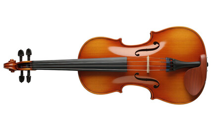 Fototapeta premium Elegant wooden violin isolated on a clean white background.