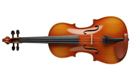 Elegant wooden violin isolated on a clean white background.