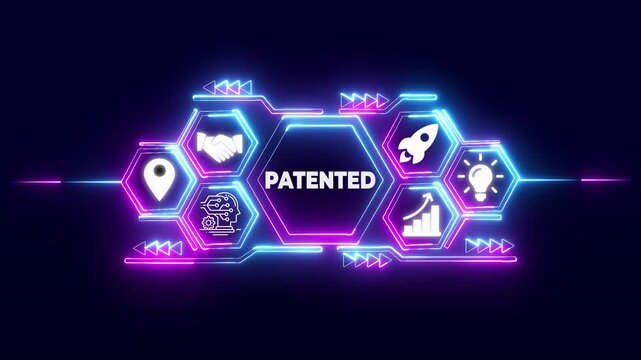 Neon patented technology icons vector
