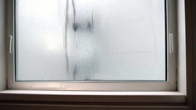 お風呂の曇り鏡に映るぼんやりとした光と心の悩みのかけら