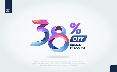 38 Percent Discount Banner Template with Modern 3D Gradient Typography