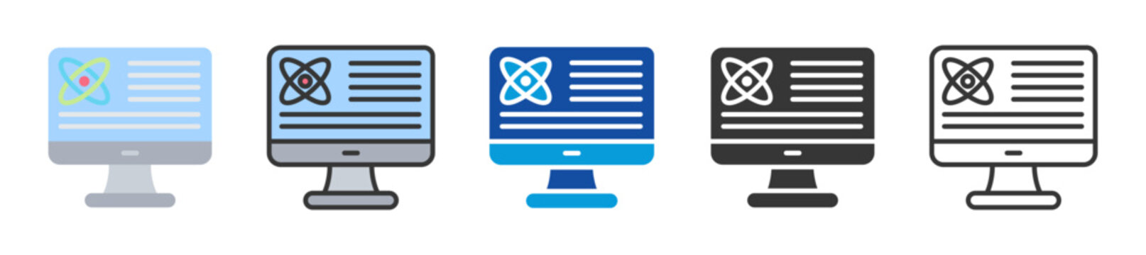 quantum simulation icon set multi style various collection