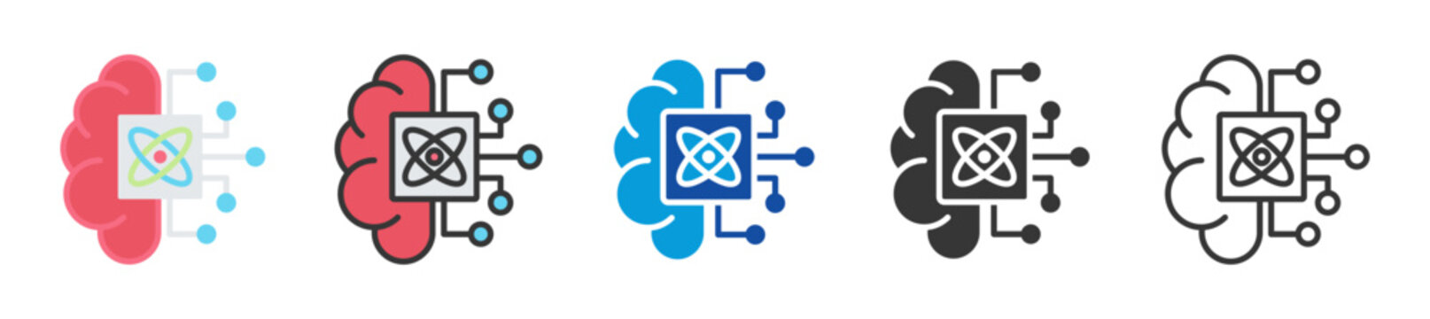 quantum machine learning icon set multi style various collection