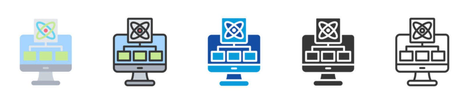 quantum parallel computing icon set multi style various collection