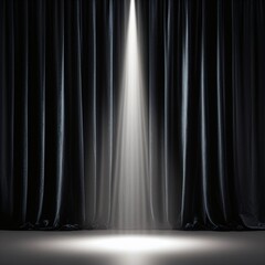 Spotlight shining on a dark stage with velvet curtains