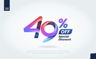 49 Percent Discount Banner Template with Modern 3D Gradient Typography
