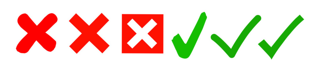 Colorful Check and Cross Symbols for Approval and Error Indicators