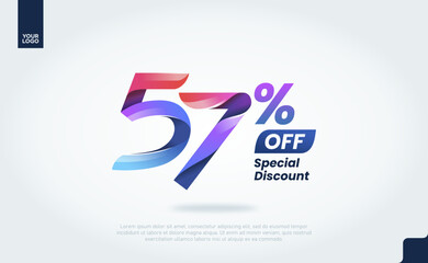 57 Percent Discount Banner Template with Modern 3D Gradient Typography