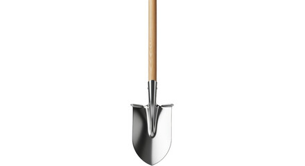 Garden shovel with wooden handle isolated on white.