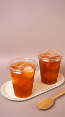 2 cups of iced tea and lemon iced tea for a beverage product mockup.