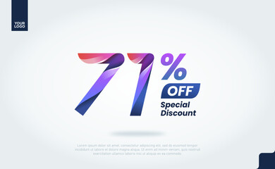 71 Percent Discount Banner Template with Modern 3D Gradient Typography