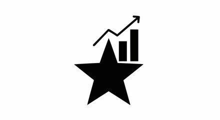 Star with Growth Chart Icon Representing Business Success and Performance.