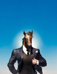 スーツを着た馬