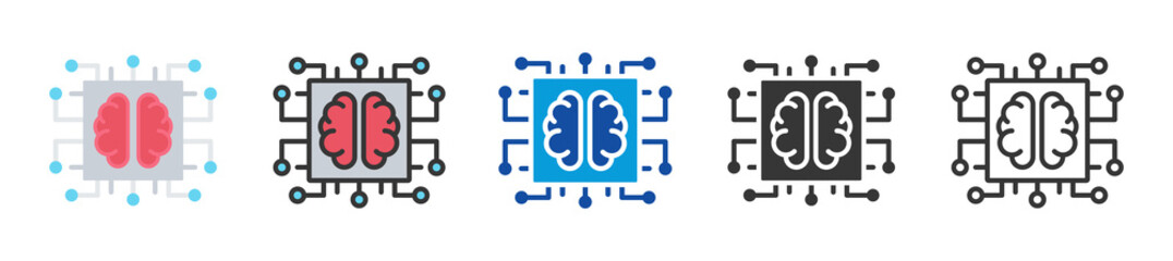 machine learning icon set multi style various collection