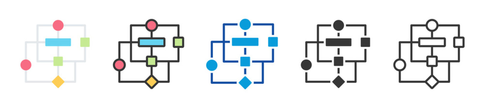 algorithm icon set multi style various collection