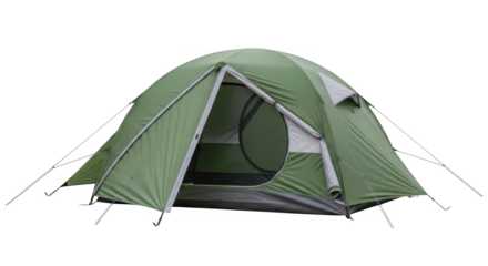 Green camping tent set up outdoors 1.
