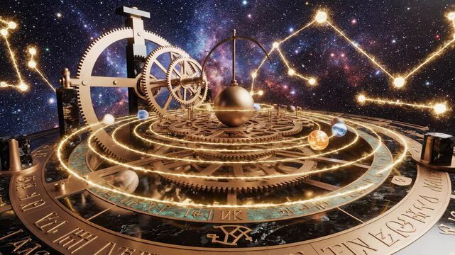 Astronomical model of solar system with celestial background display