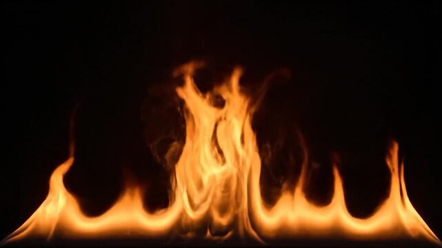 Dynamic image showcases dancing flames of varying size and shape against a dark, contrasting backdrop