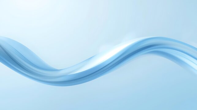 Wavy light blue ribbon or cloth banner on pastel background with smooth texture for modern silk wallpaper banner template design graphic art