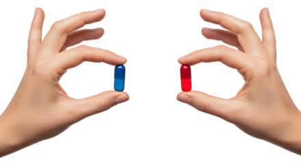 Choice Decision Pills Red Blue Medication Hand Option Future Freedom Medicine