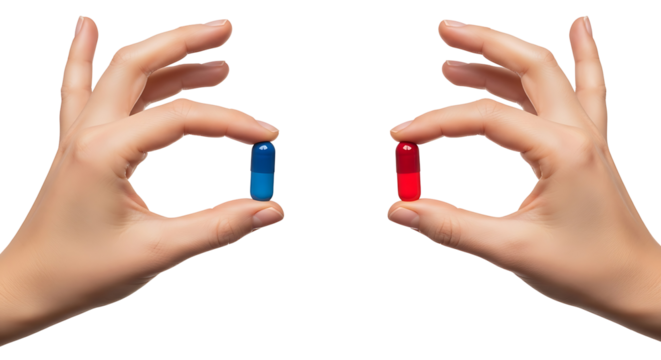 Choice Decision Pills Red Blue Medication Hand Option Future Freedom Medicine