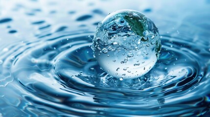 Water Droplet Ripples with Globe Inside