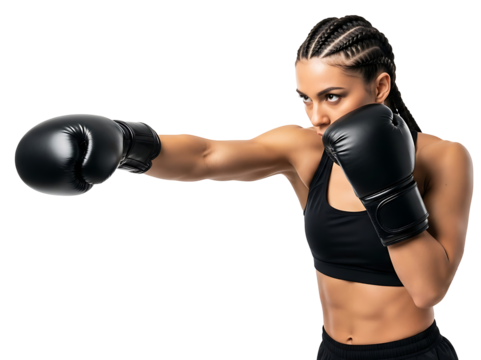 Boxing Glove Fitness Training Punching Woman Fighter Sport Strength Power - Powered by Adobe