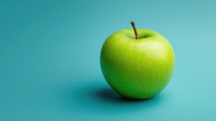 Fresh Green Apple Isolated on Bright Blue Background Perfect for Health and Nutrition Themes or Food Related Concepts in Creative Projects