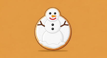 A delightful snowman cookie radiates winter charm, a sweet treat perfect for holiday celebrations, embodying festive cheer and seasonal joy