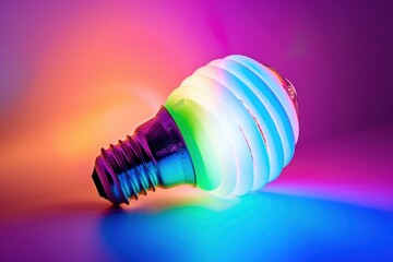 Abstract Light Bulb with Rainbow Colors