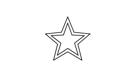 A simple line drawing of a fivepointed star, featuring a double outline to create a layered effect, isolated on perfect for minimalist designs