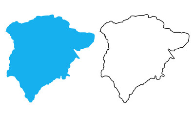 Map of Rutland an administrative county of England. Map with detailed outlines and blue silhouettes