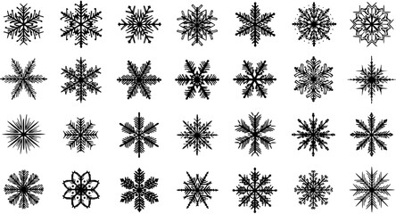 Snowflake Set: Intricate and Delicate Winter Ice Crystal Collection