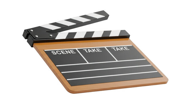 Movie Clapperboard on White Background.