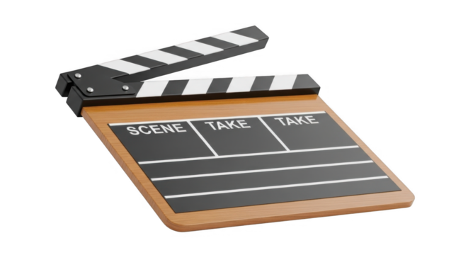 Movie Clapperboard on White Background.