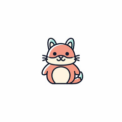 Cute Cartoon Hamster Character Sitting Adorable Pet Animal.