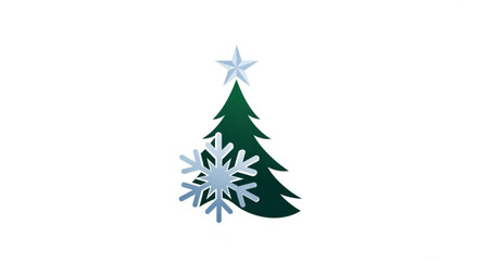 Elegant christmas tree with snowflake and star isolated on, perfect for holidaythemed designs, isolated on
