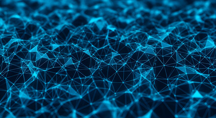 Geometric pattern of glowing blue triangles creating a digital mesh texture. Ideal for tech presentations motion backgrounds corporate promos and modern design visuals 18458116 1