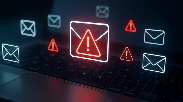 Cybersecurity Alert Data Breach Risk from Malware and Hacking Threats in Email Notifications. Stay Vigilant Against Potential Attacks