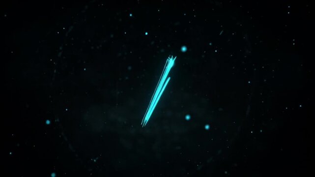 Futuristic Digital Triangle Logo with Glowing Blue Particle Circle, High-Tech Abstract Background