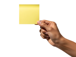 Yellow Sticky Note in Hand Paper Memo Reminder Pad Checklist Message