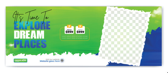 Travel holiday vacation social media post banner or square flyer design template