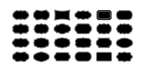 Blank Decorative Label Frames Set Vintage Badge Shapes & Retro Border Templates Vector
