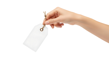 Blank Price Tag Mockup Woman Hand Holding Plain Retail Label Clothing Concept